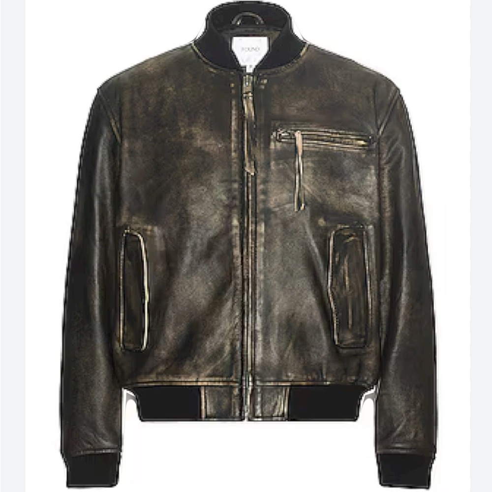 The brand Found distressed leather bomber